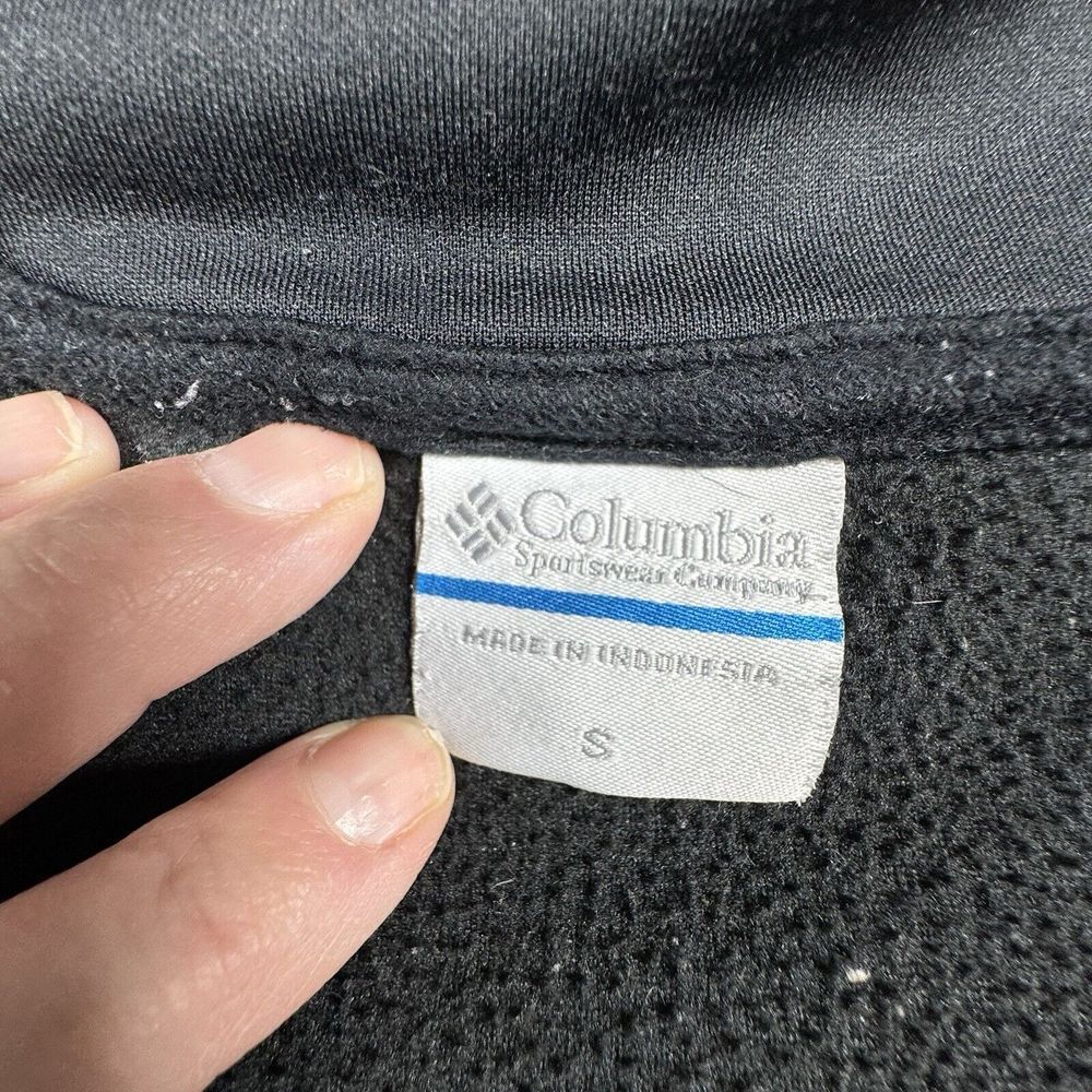 Columbia Fleece Jacket Hooded Full Zip Womens S Black‎ Hooded Thumb Holster - Picture 10 of 12